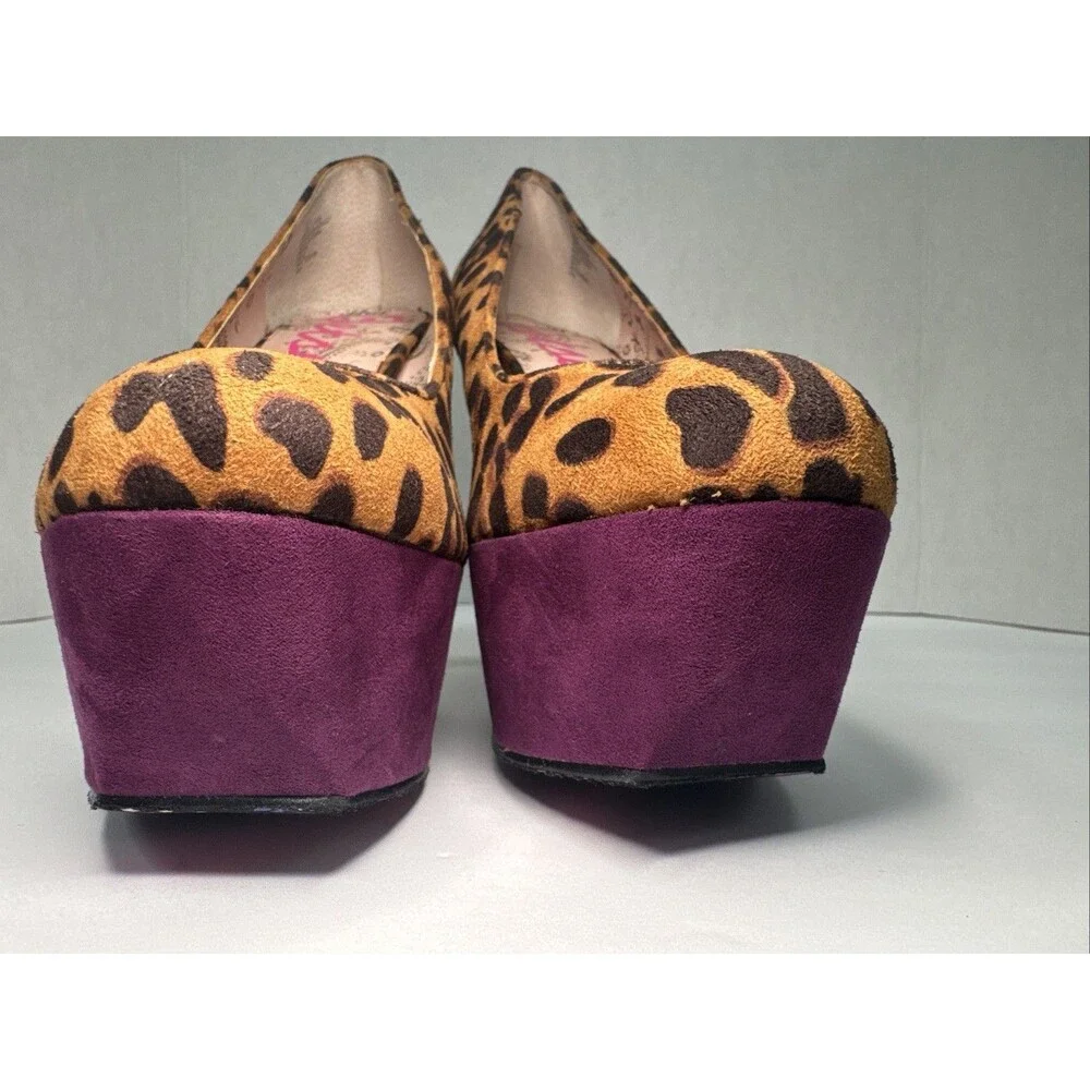 Betseyville Betsey Johnson Leopard Platform Pumps Womens 8 Purple Y2K Heels